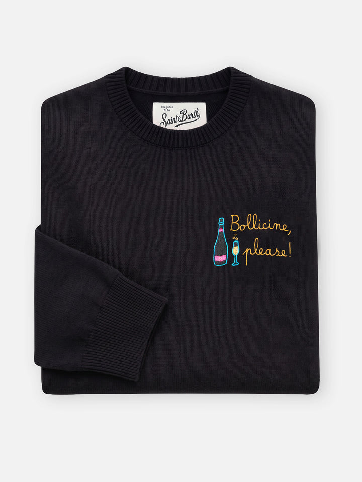 Black New Queen sweater with Bollicine, please embroidery