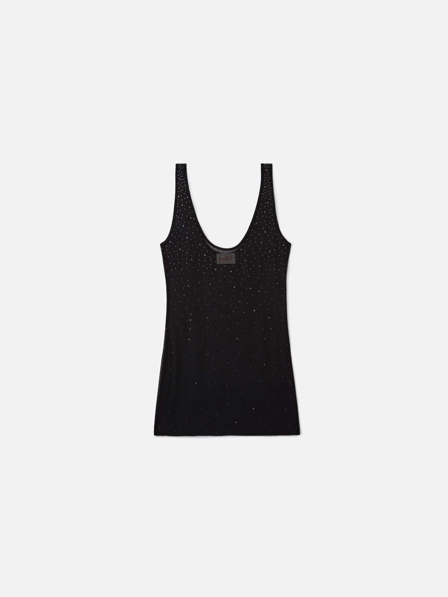 Short Raya dress in black with degradé-effect rhinestones