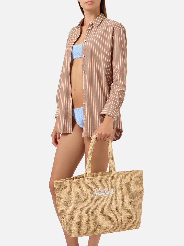 Sac de plage en raphia avec logo brodé 