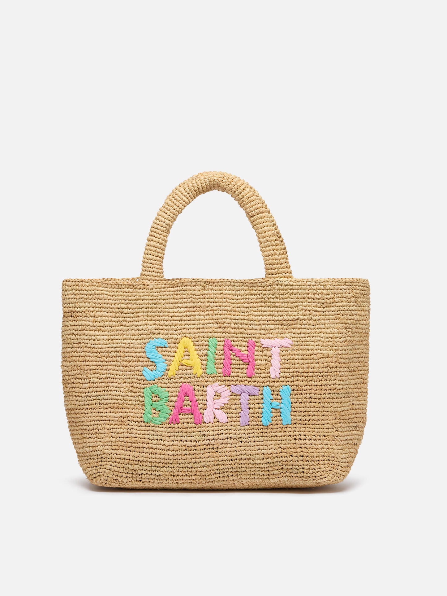 Beige Raffia Mid Strandtasche mit Baumwollbeutel