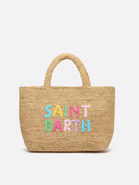 Beige Raffia Mid Strandtasche mit Baumwollbeutel