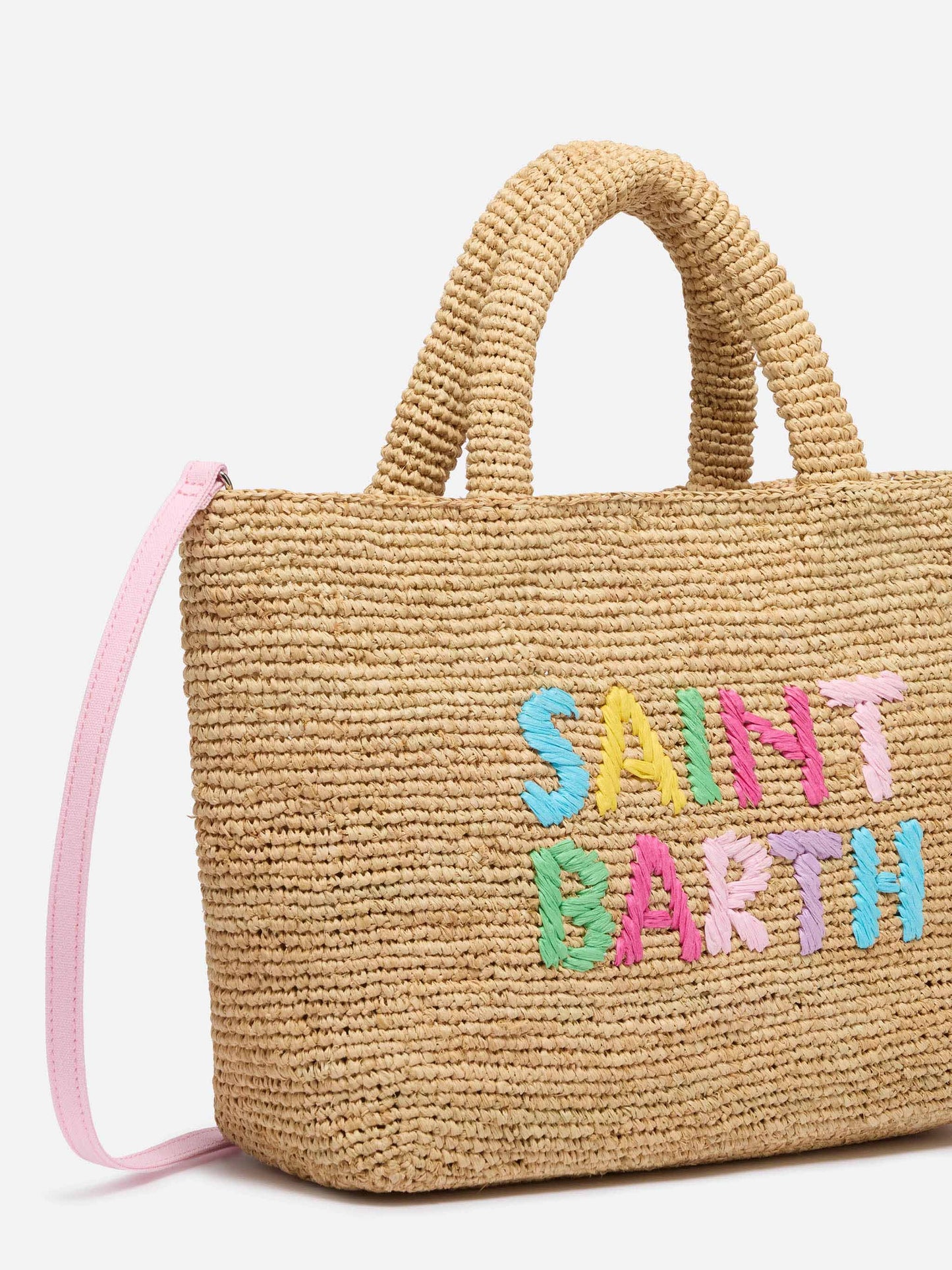 Beige Raffia Mid Strandtasche mit Baumwollbeutel