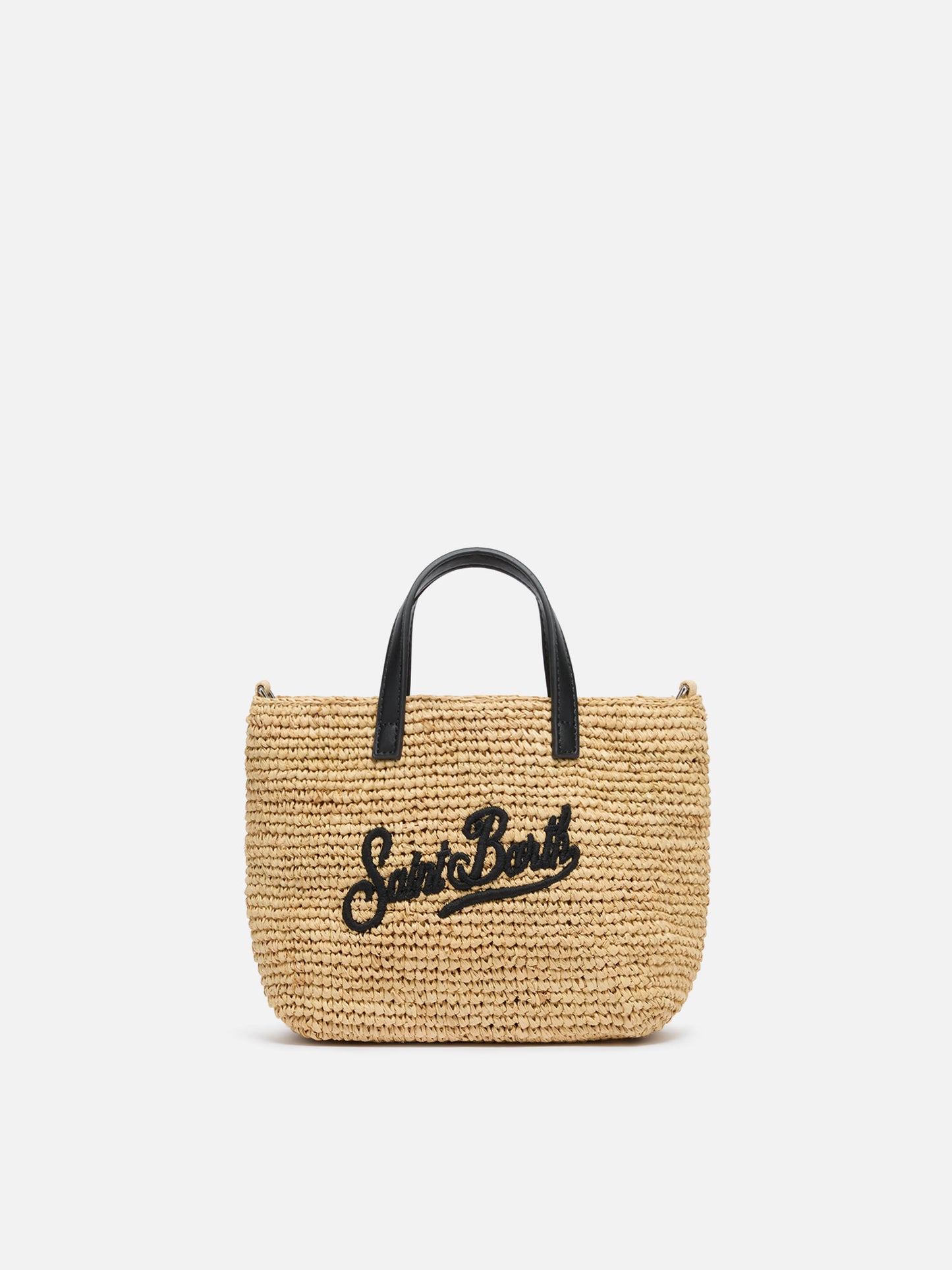 Rafia City Mini Bag beige con ricamo Saint Barth