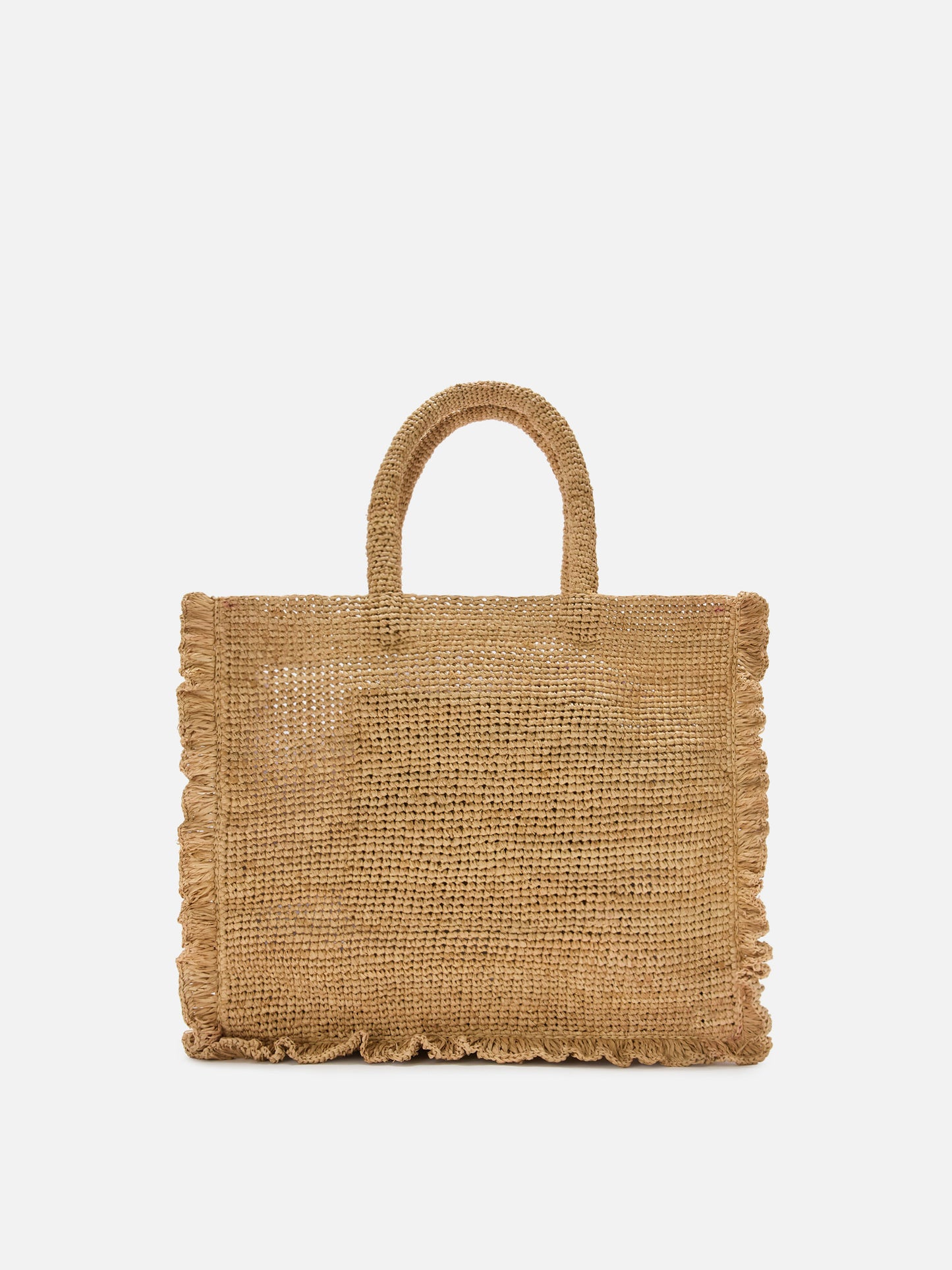 Borsa Volant medium in raffia con logo ricamato