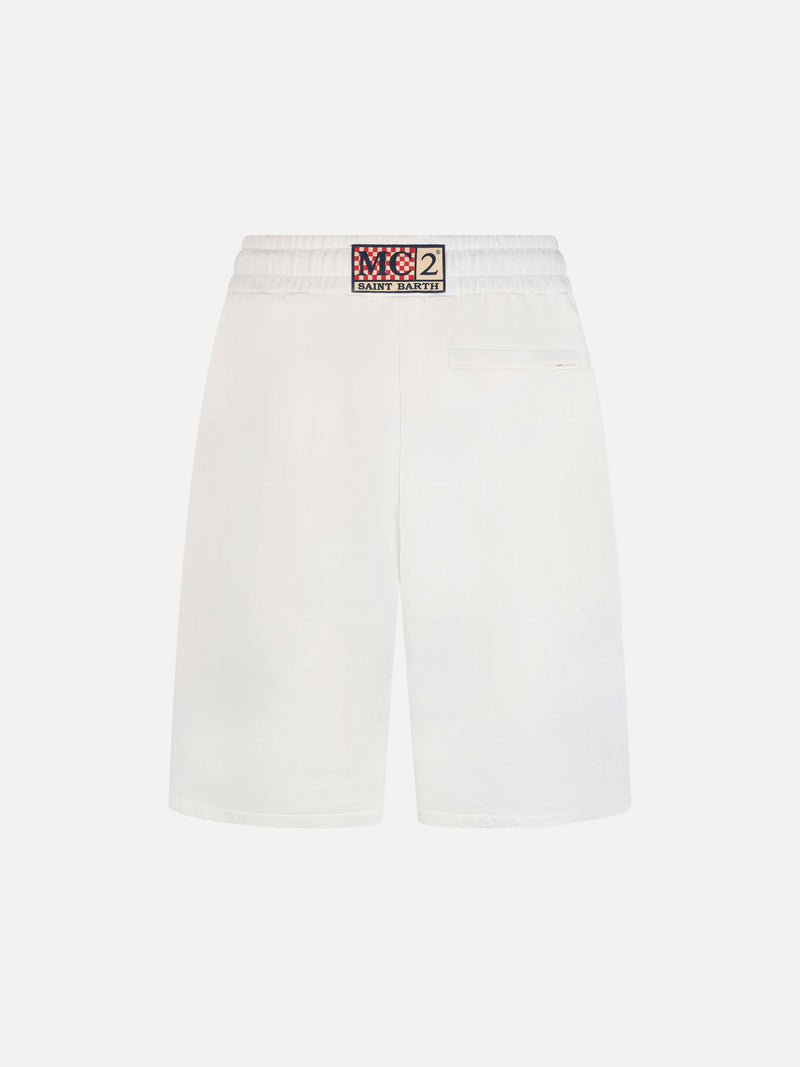 Weiße Herren-Bermudashorts aus Baumwollfleece Randle