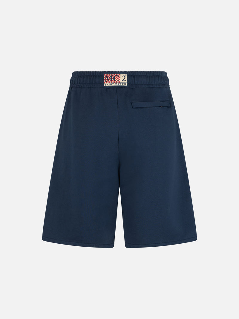 Bermuda da uomo Randle in felpa di cotone blu navy