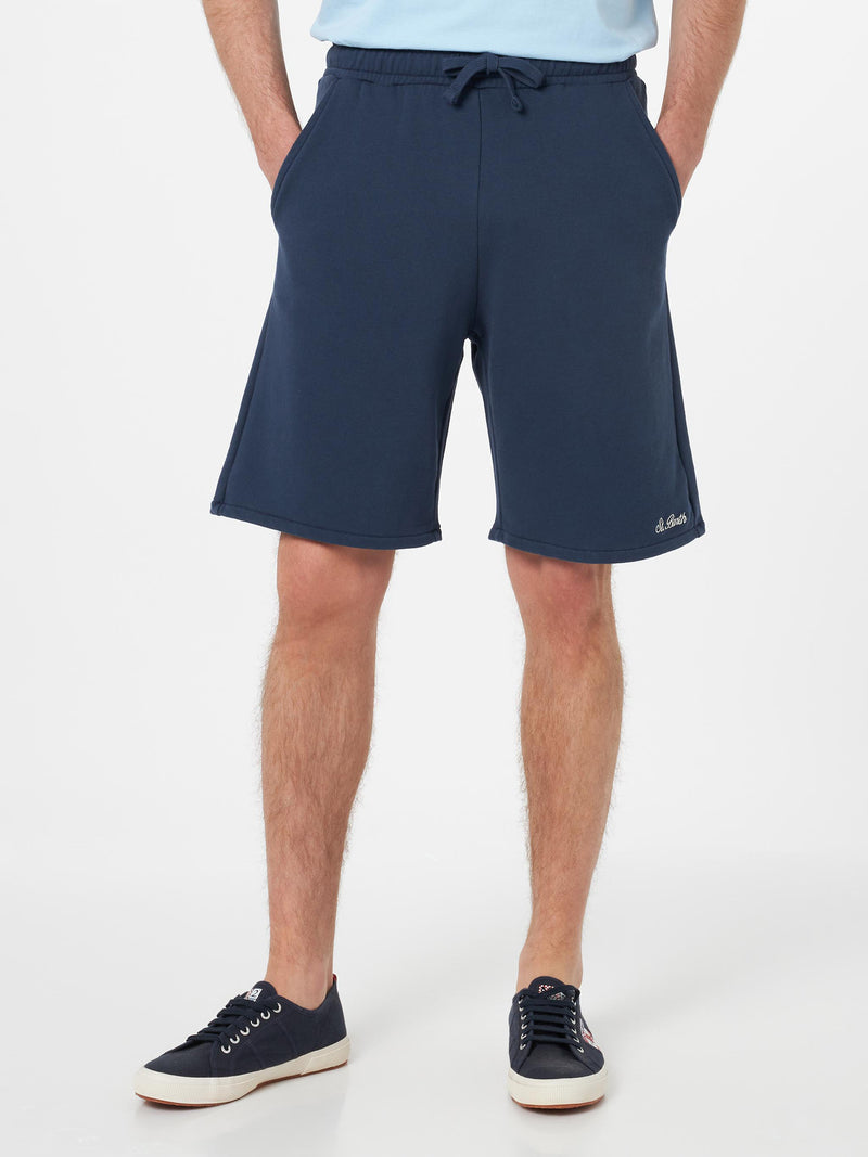 Bermuda da uomo Randle in felpa di cotone blu navy