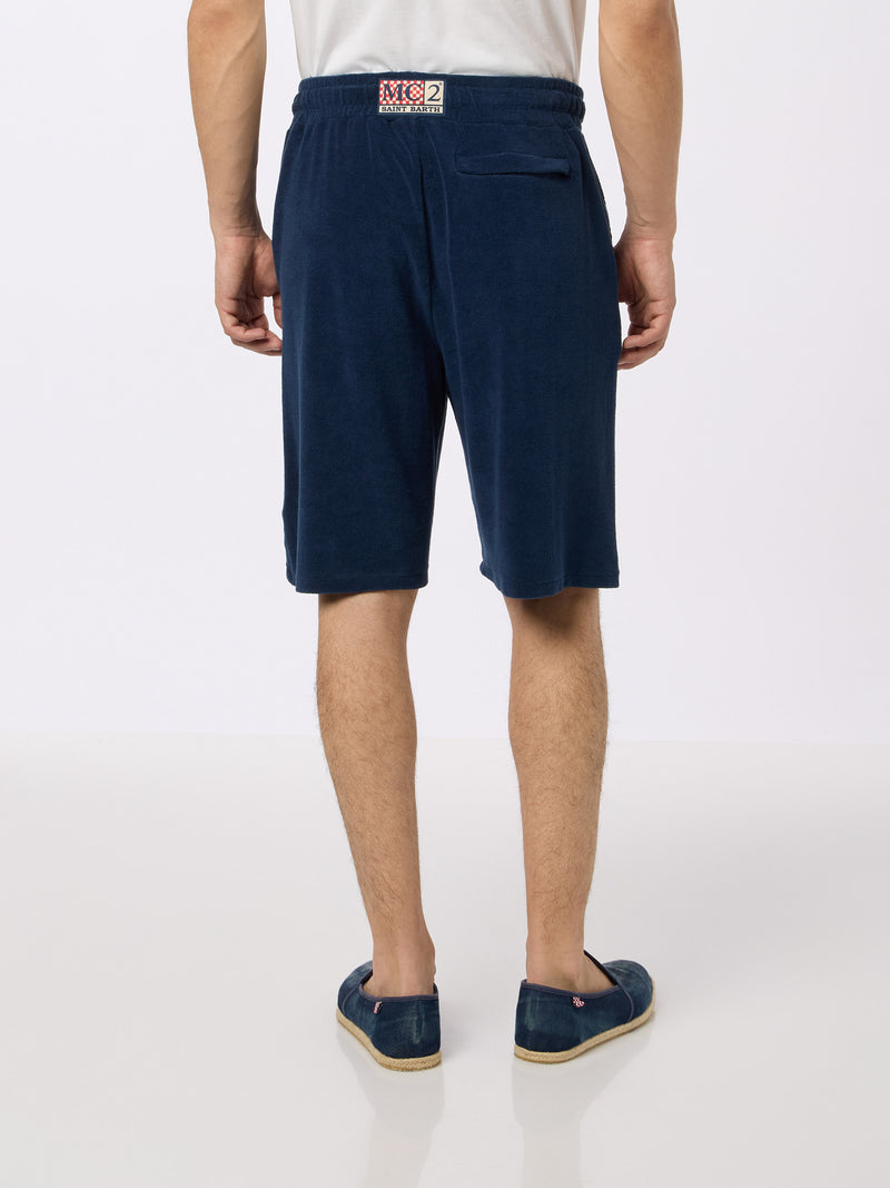 Marineblaue Frottee-Bermudashorts für Herren von Rande Sponge