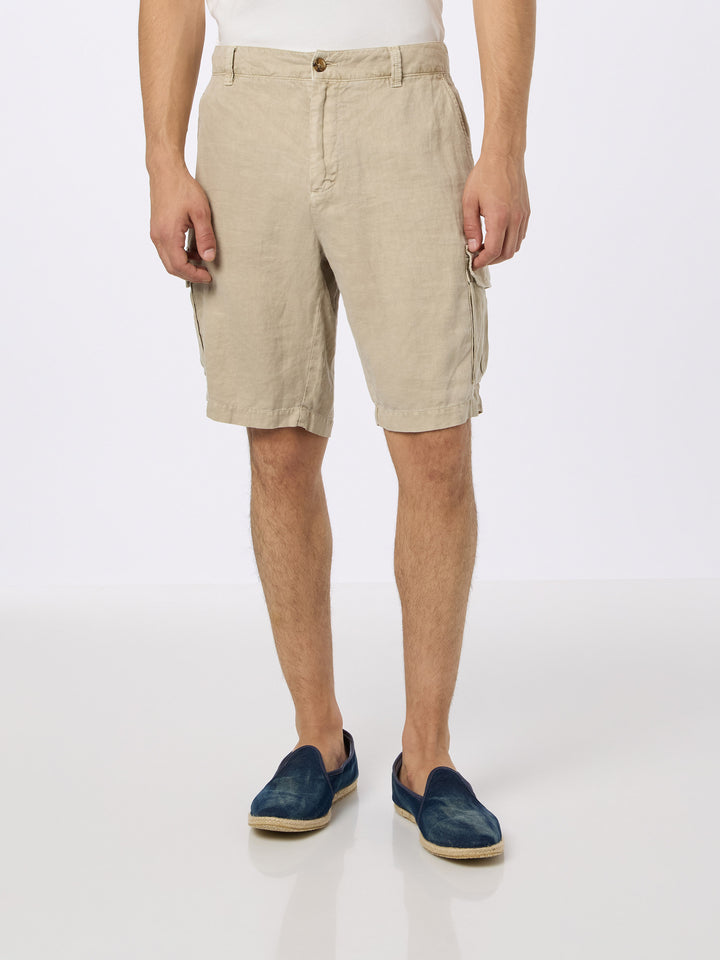 Herren beige Leinen-Bermudashorts Rodi