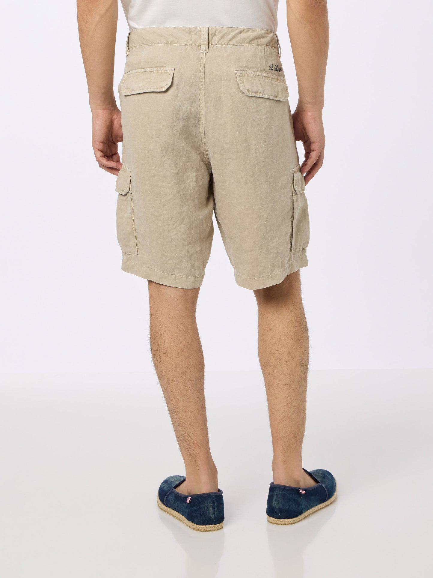 Herren beige Leinen-Bermudashorts Rodi