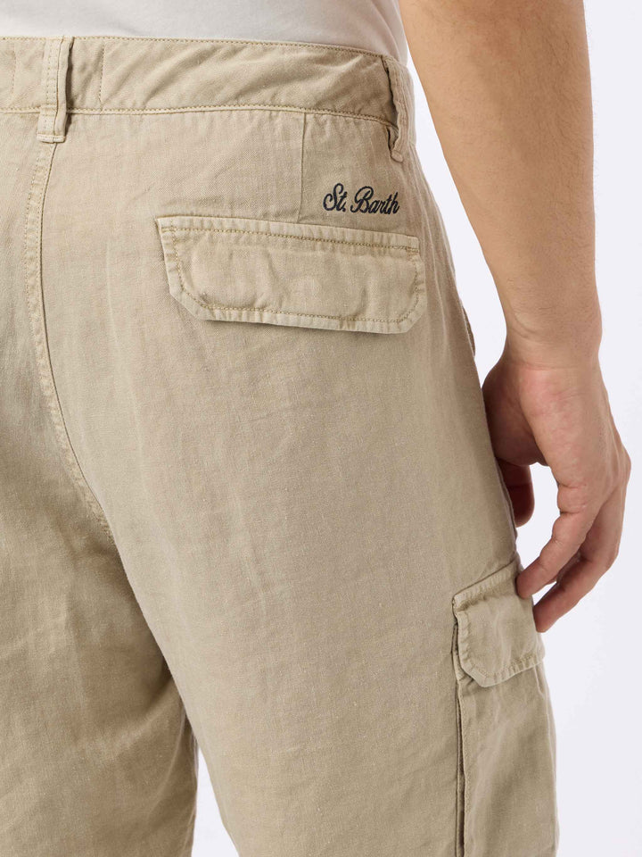 Herren beige Leinen-Bermudashorts Rodi