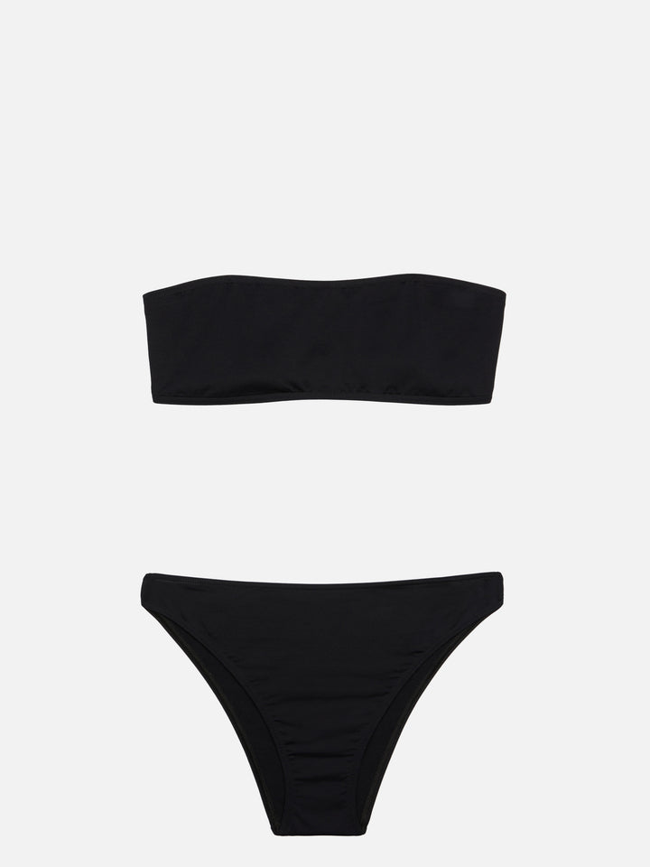 Schwarze Badehose mit hoher Taille Maia – schwarzes Bandeau-Top Rebby