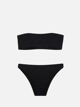 Bandeau bikini Rebby Sibilla with high-waist high-leg swim briefs in black