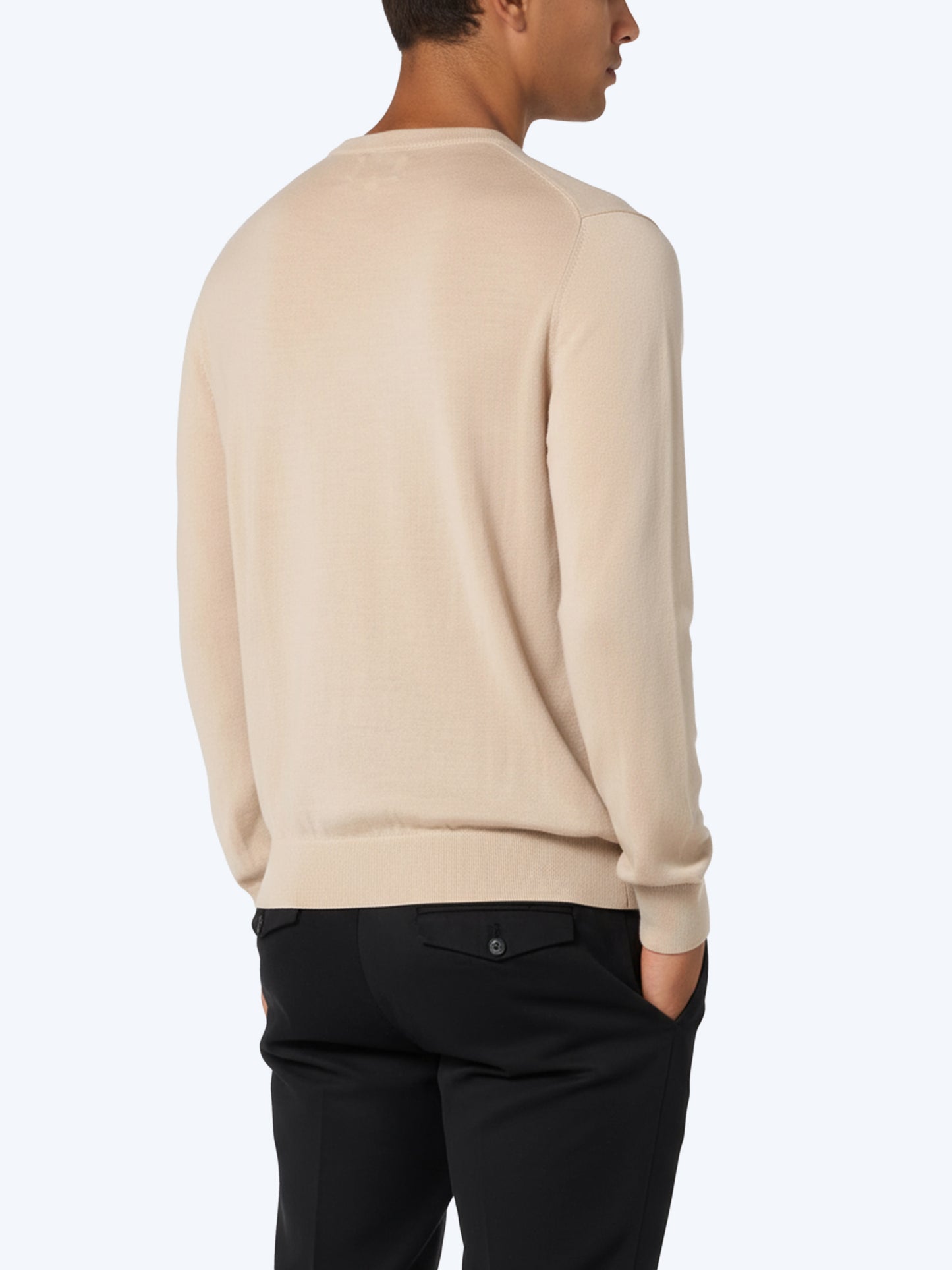 Maglione girocollo Regent beige in 100% LANA MERINO