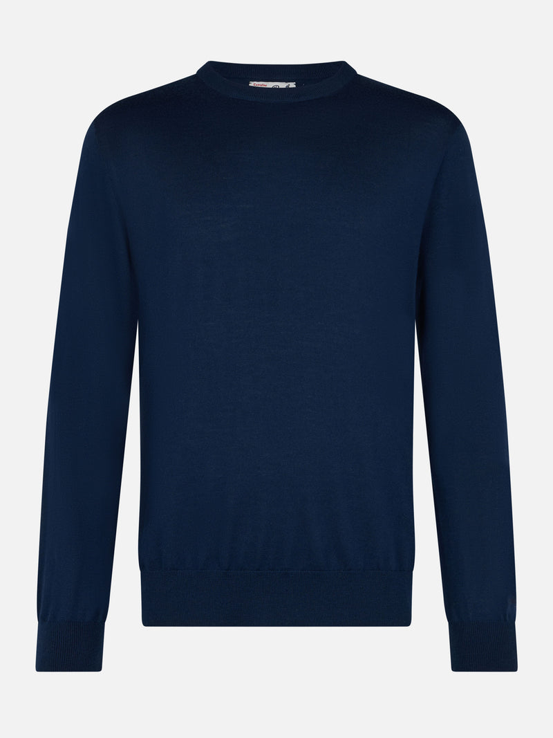 Maglione da uomo Regent blu navy in lana merino