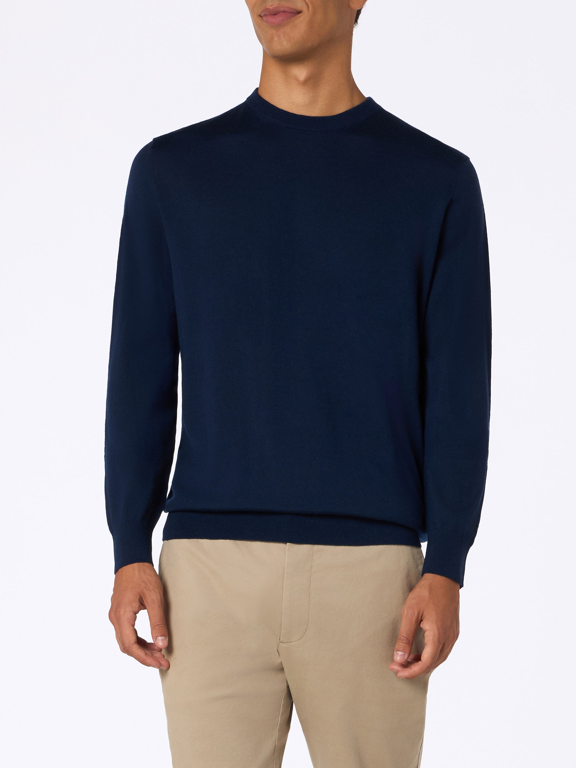 Man blue navy merino wool sweater Regent - MC2 Saint Barth
