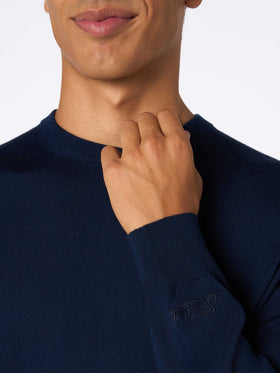 Man blue navy merino wool sweater Regent - MC2 Saint Barth