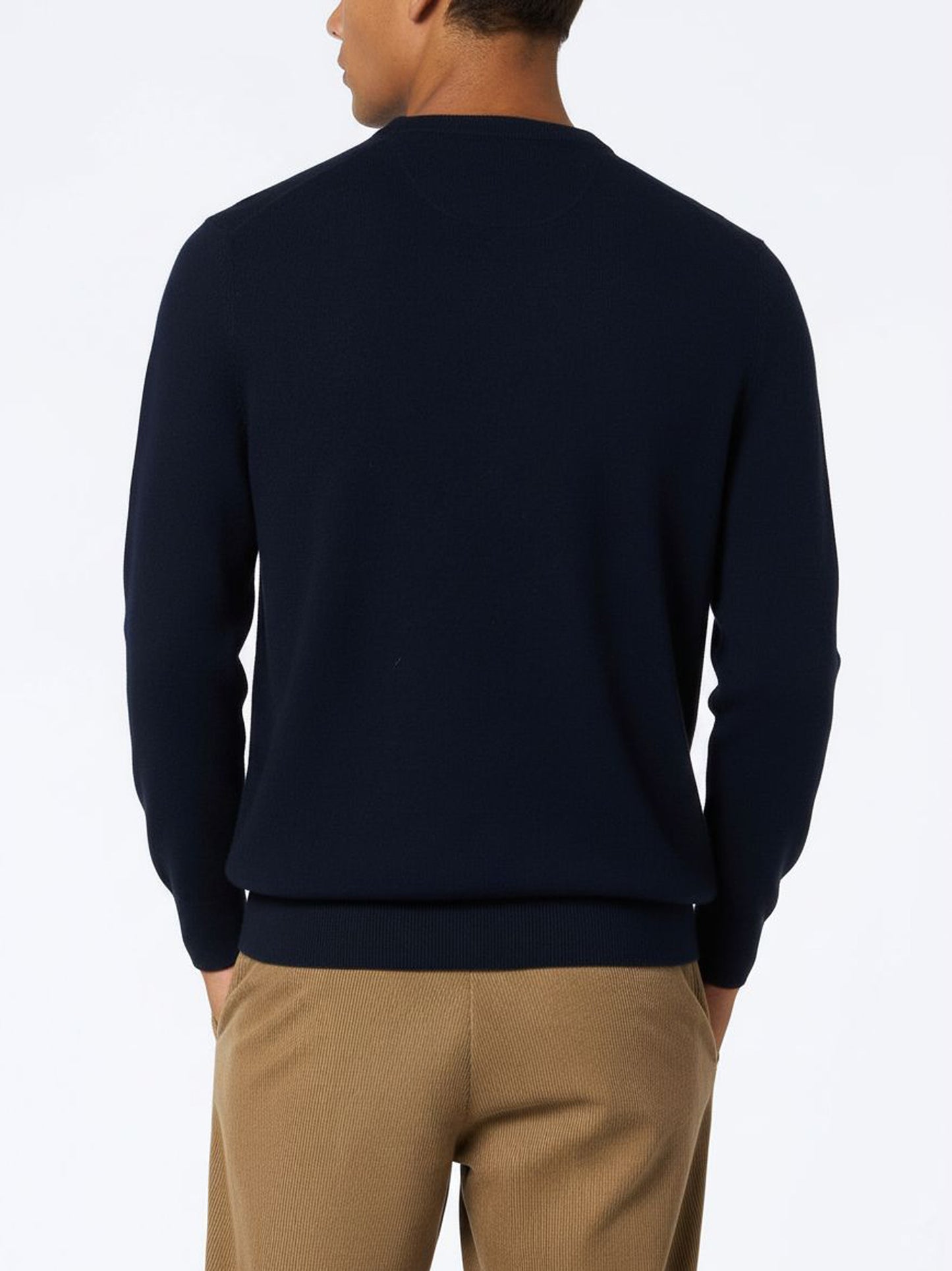 Maglione girocollo in misto cashmere blu navy da uomo Regent