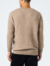 Man crewneck kaki stretch alpaca sweater Regent