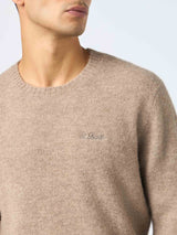 Man crewneck kaki stretch alpaca sweater Regent