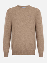 Man crewneck kaki stretch alpaca sweater Regent