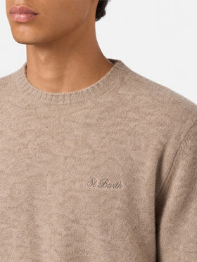 Rundhalspullover Regent in Kaki STRETCH ALPACA 