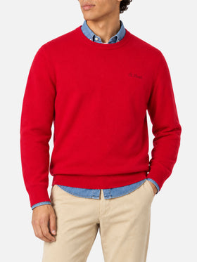 Maglione Regent rosso con profilo tartan