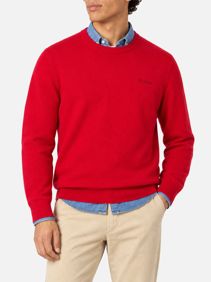 Maglione Regent rosso con profilo tartan