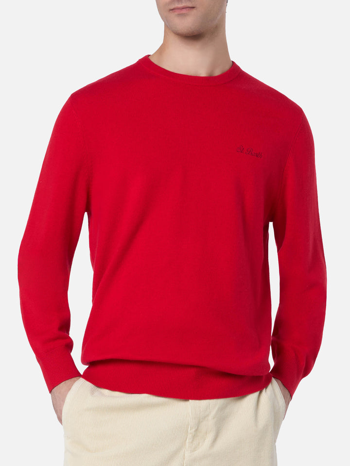 Man red blended cashmere crewneck sweater Regent