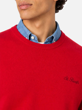 Maglione Regent rosso con profilo tartan