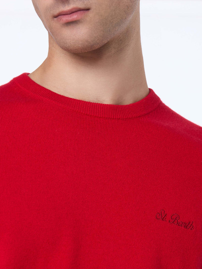 Man red blended cashmere crewneck sweater Regent