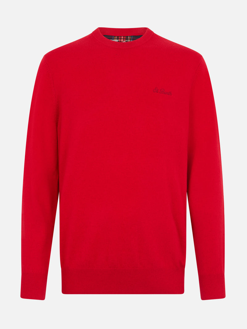 Man red blended cashmere crewneck sweater Regent