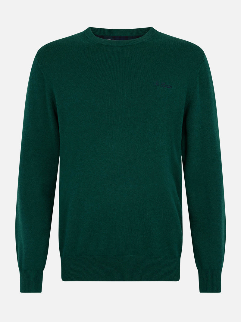 Maglione girocollo in misto cashmere verde inglese da uomo Regent