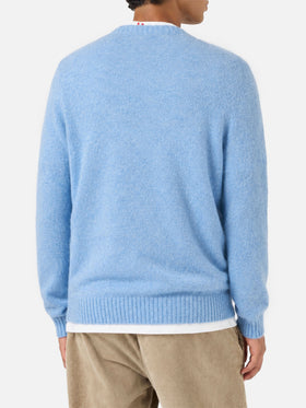 Rundhalspullover Regent in ALPACA STRETCH azzurro 