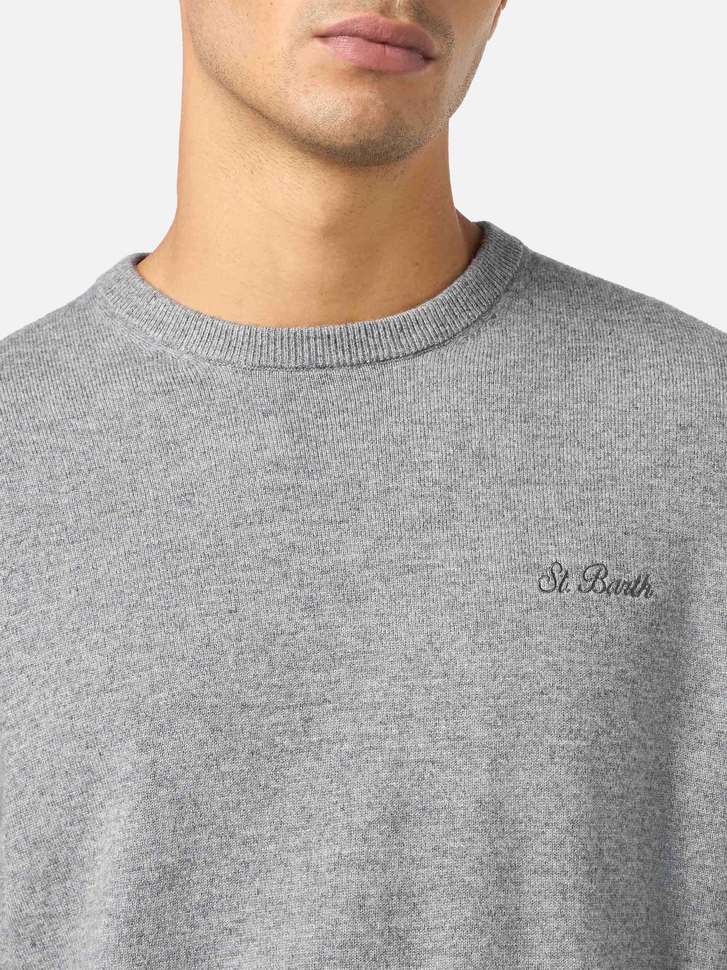Crewneck sweater Regent in mélange grey BLENDED CASHMERE