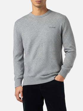 Maglione girocollo in misto cashmere grigio mélange da uomo Regent