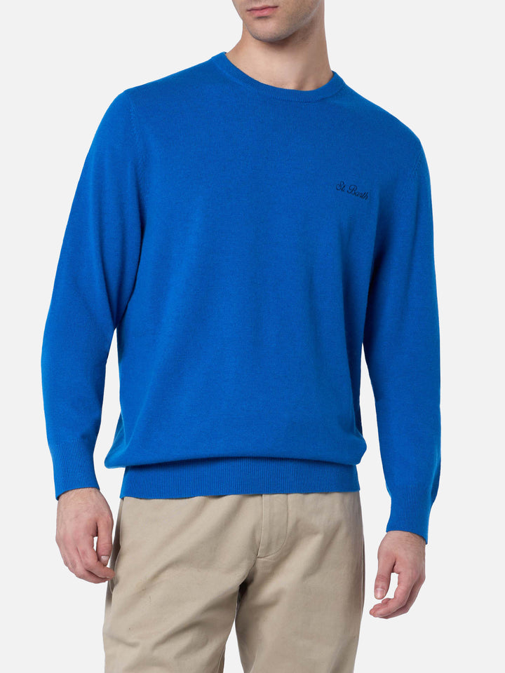 Maglione girocollo in misto cashmere bluette da uomo Regent