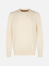 Man white crewneck cashmere blend sweater Regent