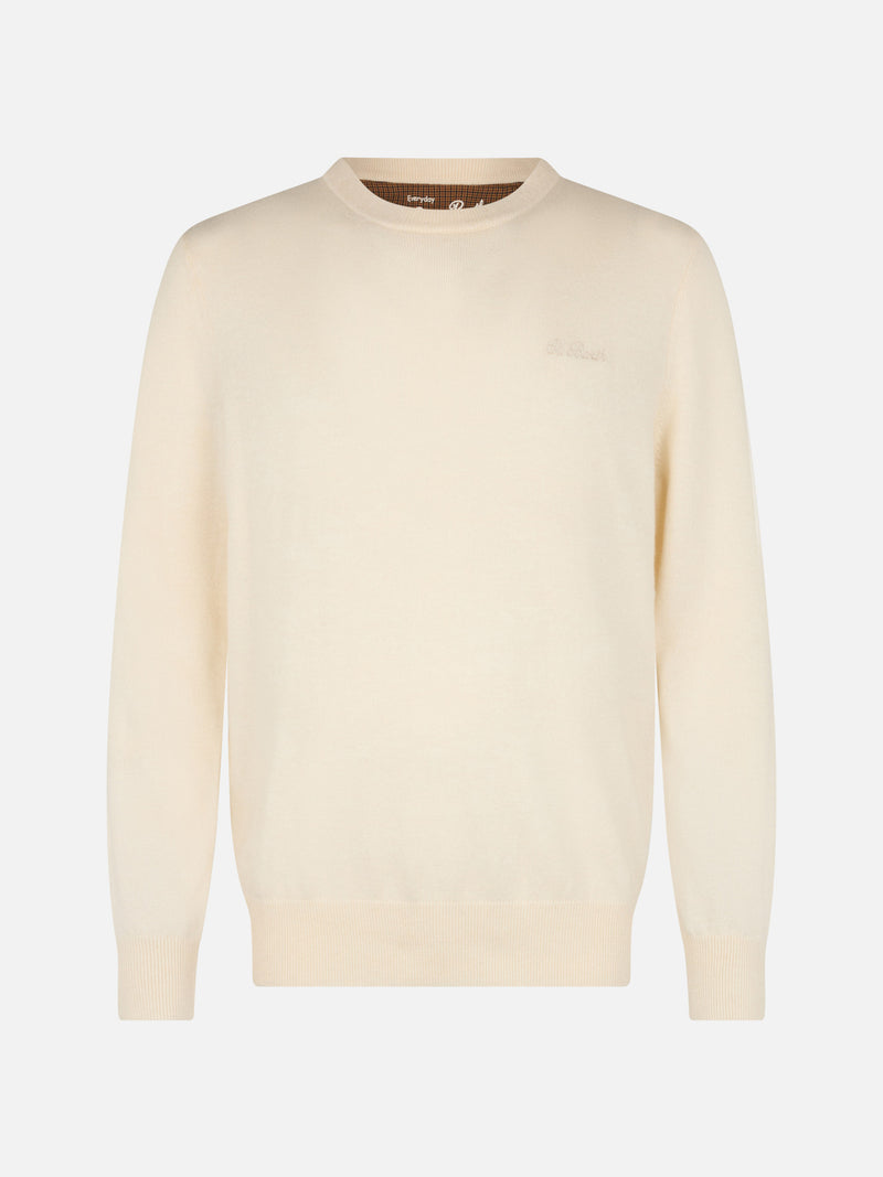 Man white crewneck cashmere blend sweater Regent