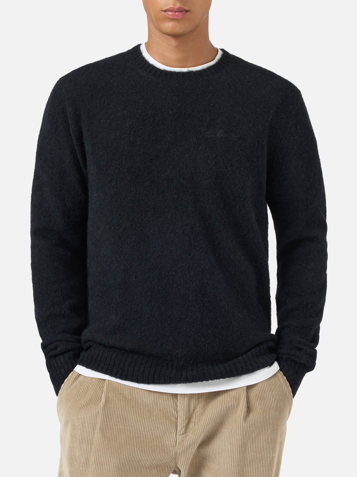 Maglione girocollo Regent in ALPACA STRETCH nera
