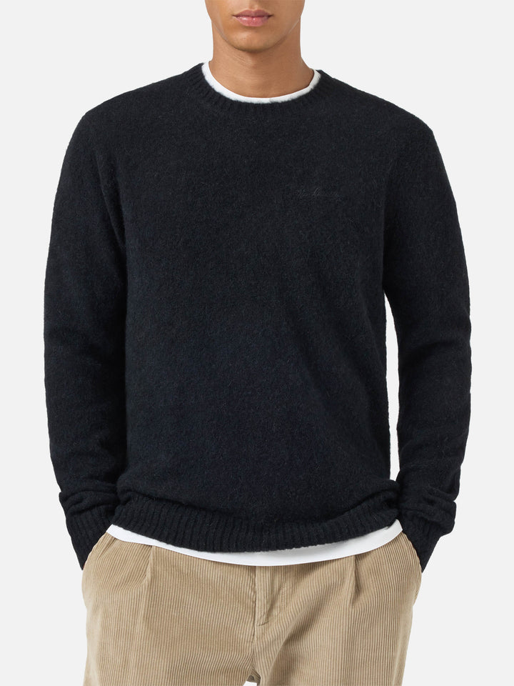 Rundhalspullover Regent in Schwarz STRETCH ALPACA 