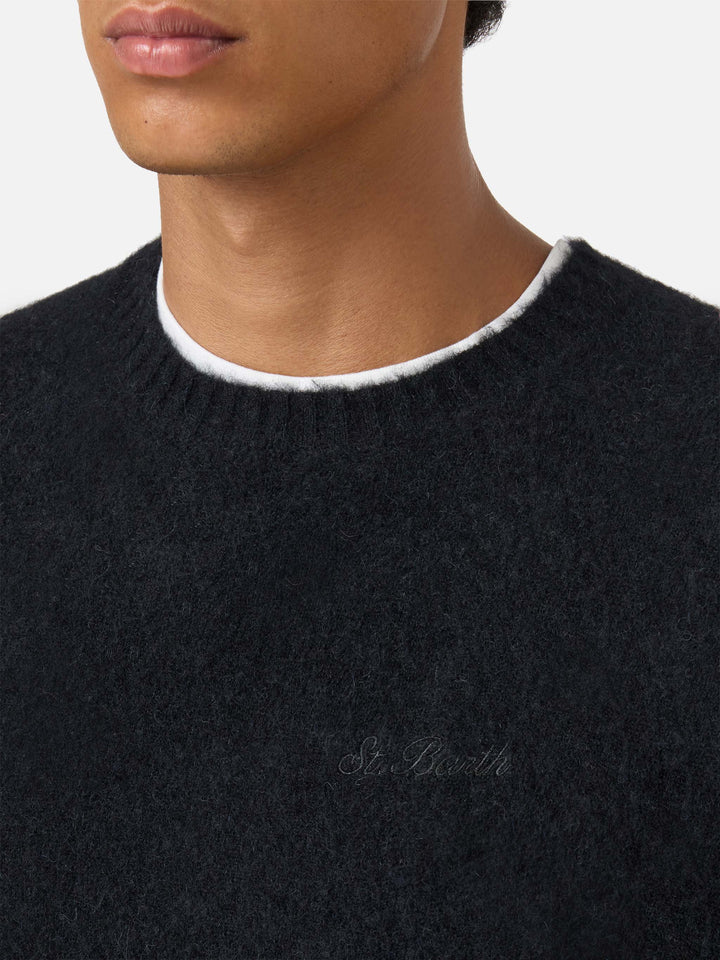 Rundhalspullover Regent in Schwarz STRETCH ALPACA 