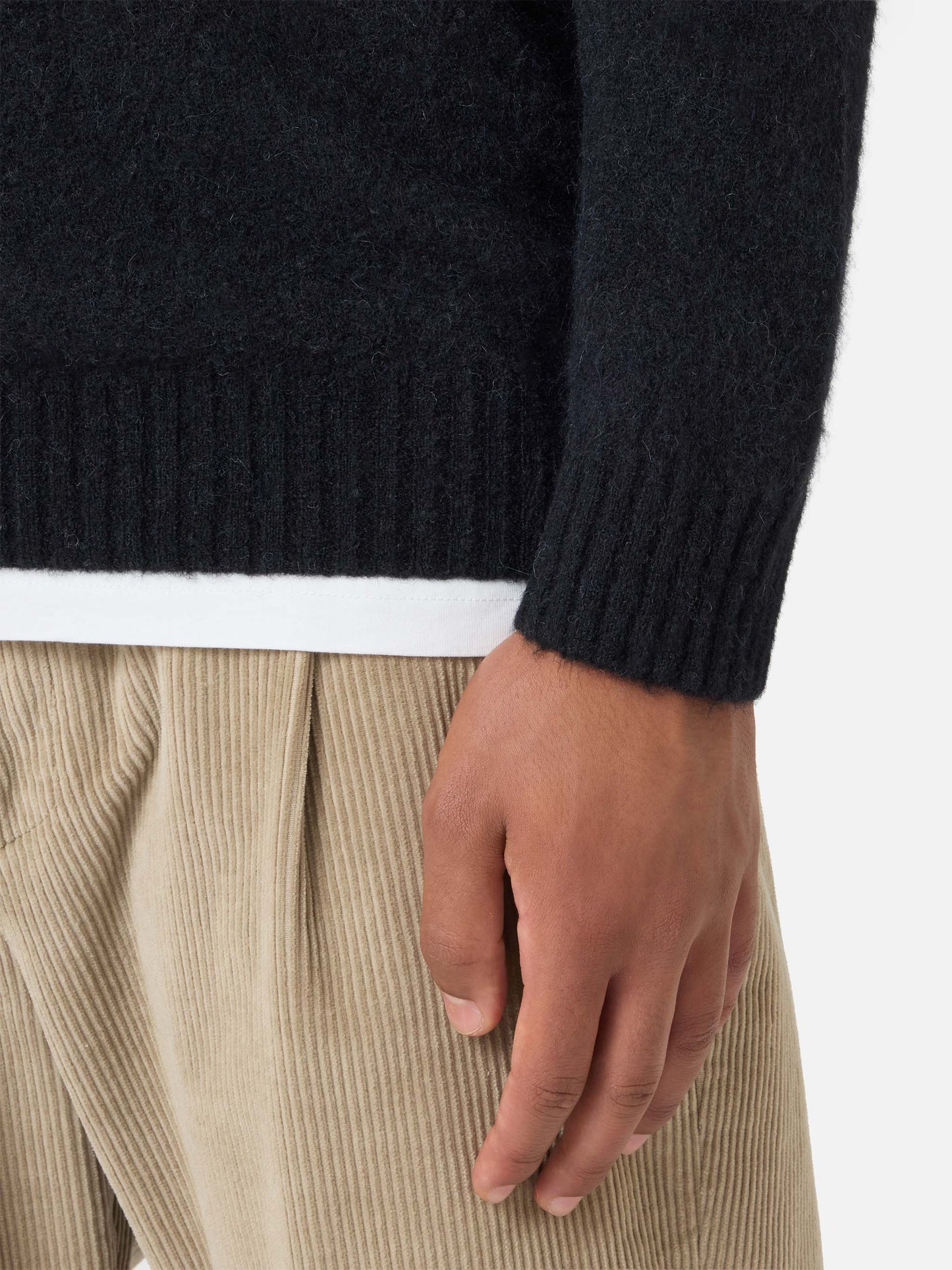 Maglione girocollo Regent in ALPACA STRETCH nera