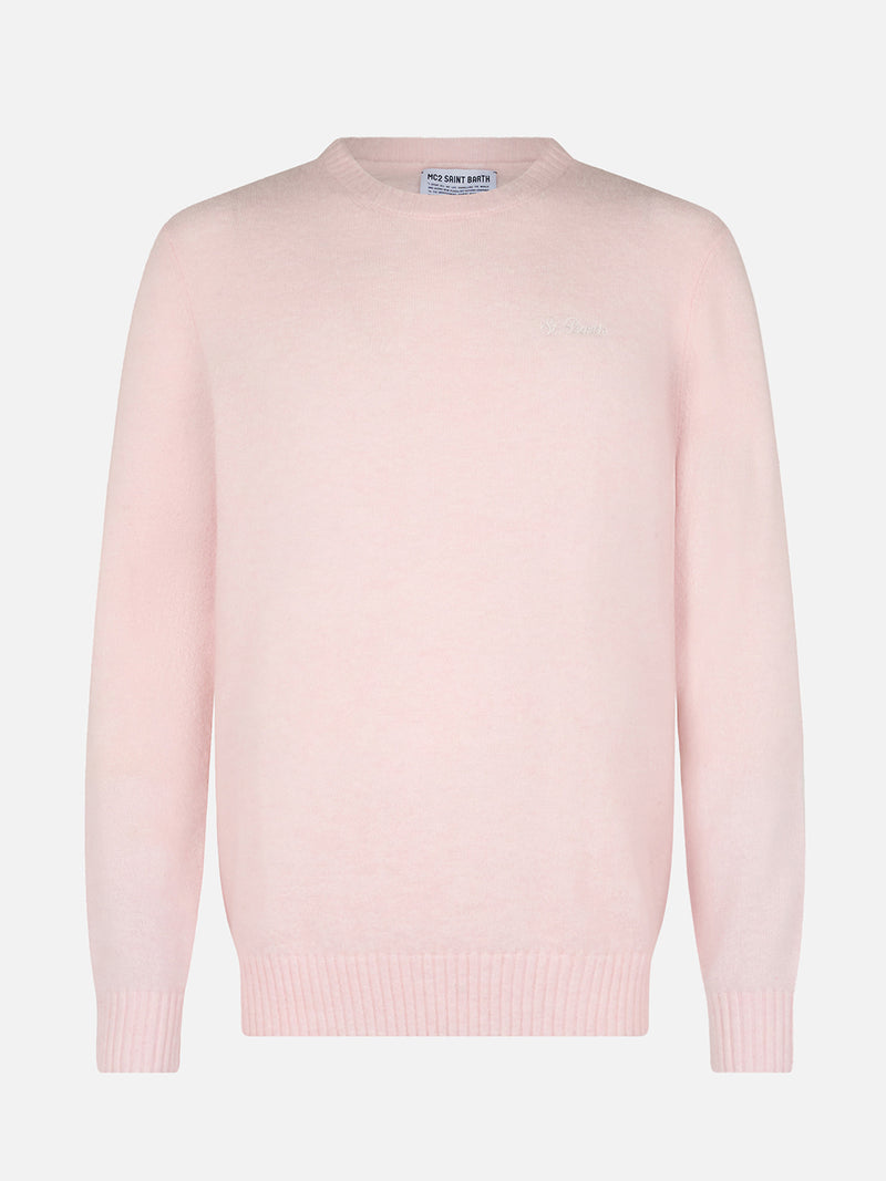 Maglione girocollo elasticizzato rosa da uomo Regent