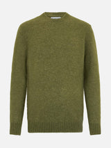 Man military green crewneck stretch sweater Regent