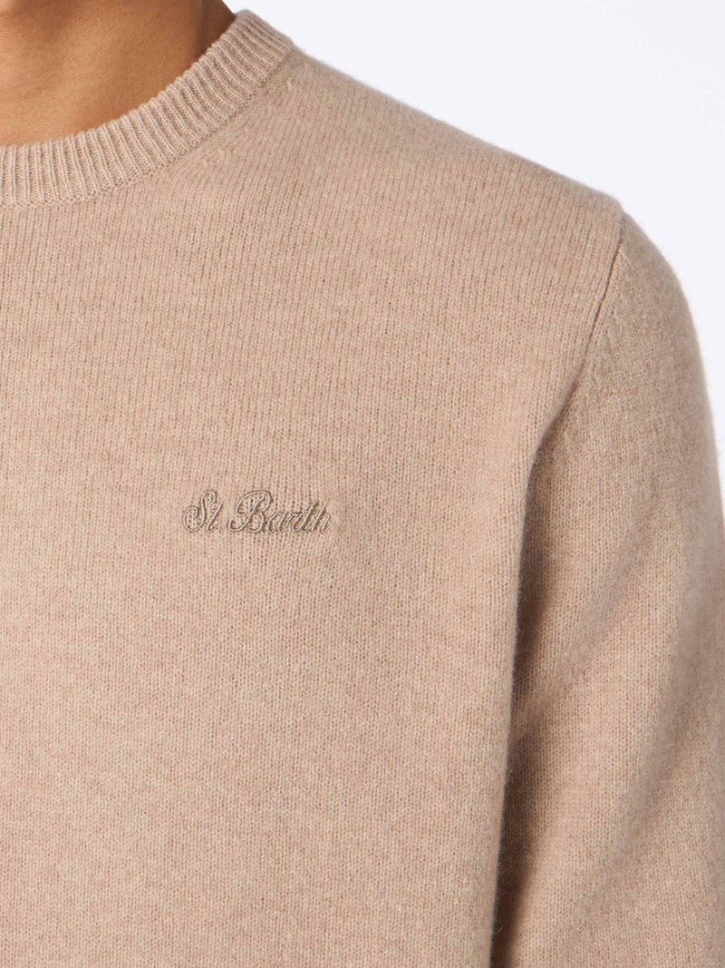 Maglione da uomo beige in Lambswool Regent