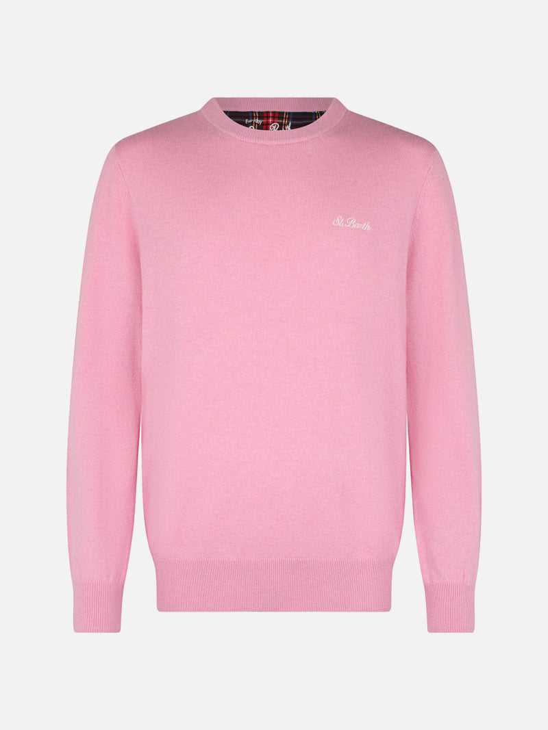 Maglione girocollo in misto cashmere rosa da uomo Regent