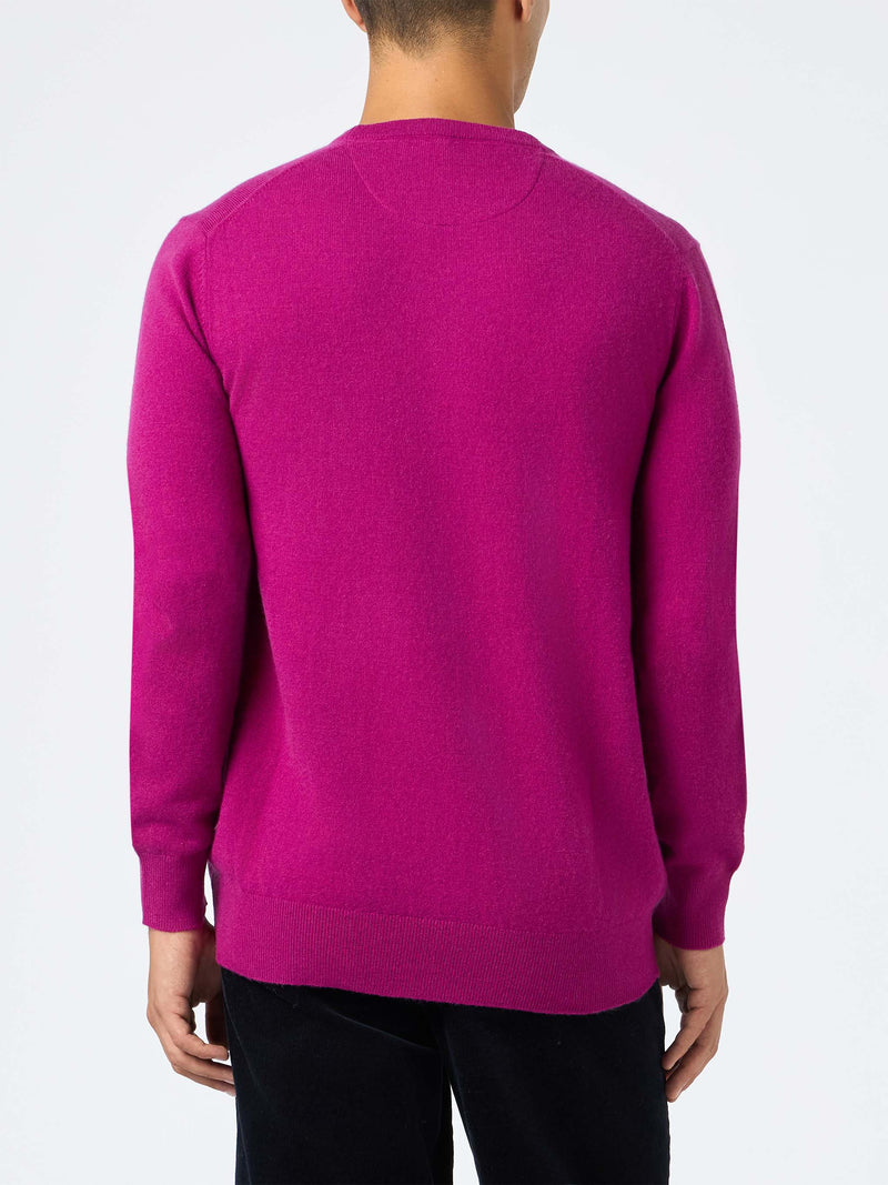 Maglione girocollo in misto cashmere con motivo peonia da uomo Regent