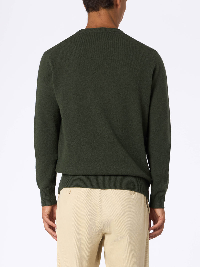 Maglione da uomo in lambswool verde militare Regent