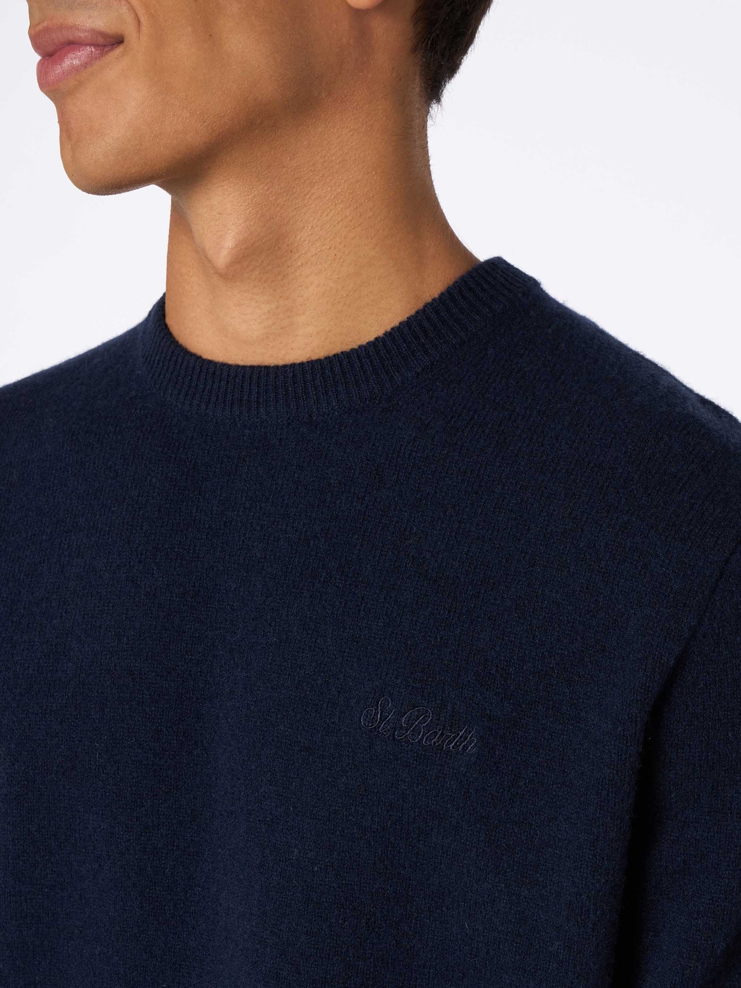Man navy blue lambswool sweater Regent - MC2 Saint Barth